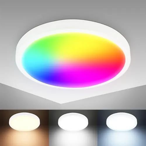 B.K.Licht WiFi CCT LED Deckenleuchte - Smarte 20W Deckenlampe mit App-Steuerung, RGB-Farbwechsel und Nachtlichtfunktion für individuelle Beleuchtung und Komfort in jedem Raum.