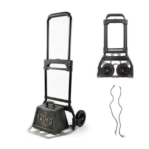 Relaxdays Klappbare Sackkarre bis 120kg, Teleskopgriff, Silber/Schwarz