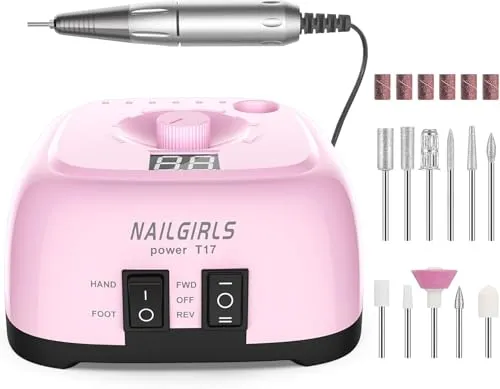 Nagelfeile Elektrisch für gelnägel,NAILGIRLS 11 in 1 Nagelfräser für Gelnägel 35000 U/Min Nail Drill Nagelfräser Set, Maniküre Pediküreset Elektrisch Nagelfräser für gelnägel