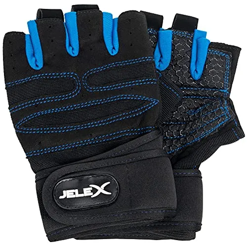 JELEX Fit gepolsterte Trainingshandschuhe schwarz-blau XL von JELEX
