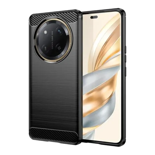 betterfon Carbon Handyhülle kompatibel mit Honor Magic 7 Lite | Smartphone Case aus TPU-Silikon | Schwarz