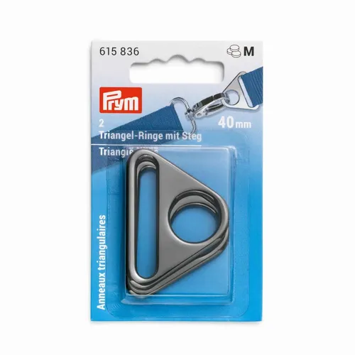 PRYM Triangel-Ringe mit Steg 40 mm gunmetal - für Taschen D-Ringe