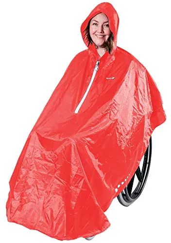 GOTITA – Der vielseitige Poncho für Rollstühle in Koralle - Kissen für Rollstühle & Scooter, 100% wasserdicht mit reflektierenden Details für optimale Sichtbarkeit und Schutz an regnerischen Tagen.