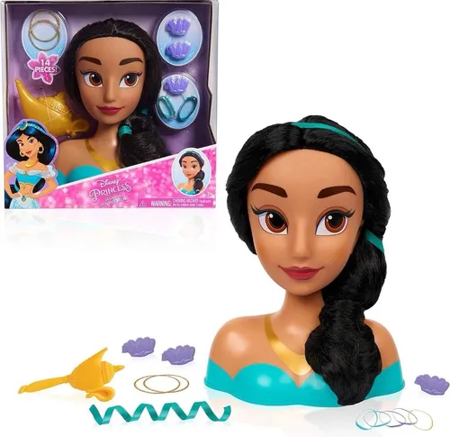 Disney Princess Jasmin Frisierkopf 20cm mit 14 Zubehörteilen für Styling-Spaß
