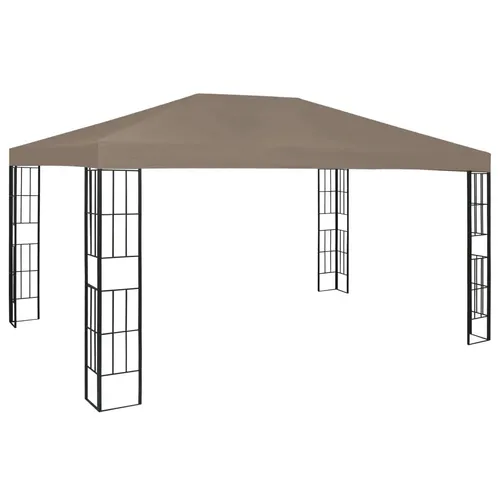 vidaXL Pavillon 4x3 m Taupe – Eleganter Gartenpavillon - Pavillons & Partyzelte – Großräumiger Gartenpavillon mit stabiler Stahlkonstruktion und dekorativen Details, ideal für schattige Familientreffen und Feiern.
