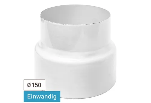 raik ESH013-009-w Rauchrohr Reduzierung 150mm - 130mm - Abgasrohre, hochwertige Emaille-Oberfläche für optimale Haltbarkeit und ansprechendes Design
