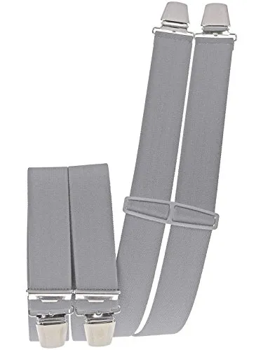 Harrys-Collection Herren Hosenträger 4 Extra Starken Clips uni, Hellgrau, Einheitsgröße