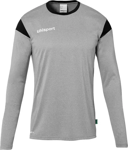 uhlsport Unisex Squad 27 Langarm Trikot, Dark Grau Melange/Schwarz - Trainingsbekleidung aus 100% recyceltem Polyester, leicht und atmungsaktiv für hohen Tragekomfort. Ideal für umweltbewusste Sportler.