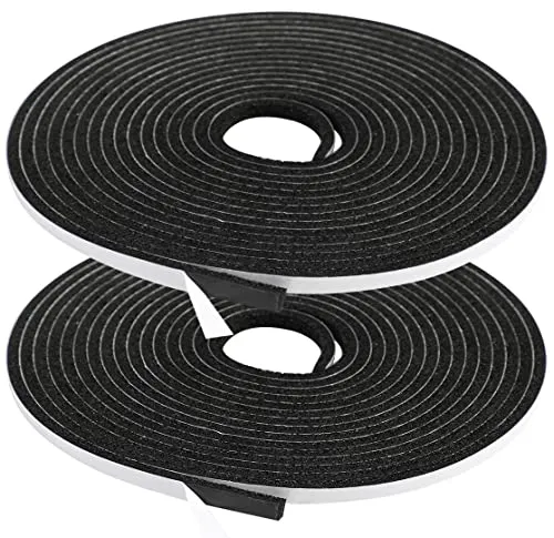 wordmouk Schaumstoff Klebeband Selbstklebend Dichtungsband Selbstklebend 6mm(B) x 3mm(D) Selbstklebendes Moosgummiband für Fenster Tür, Zugluftstopper Schallschutz (2 Rollen je 4m lang) schwarz