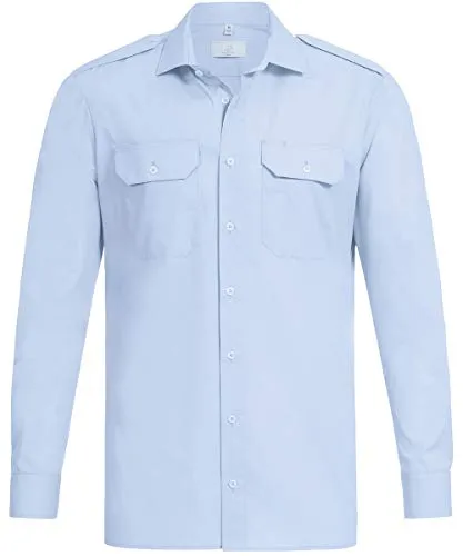 GREIFF Größe 45/46 Corporate Wear Basic Herren Pilothemd neues Modell Langarm Regular Fit Hellblau Modell 6734