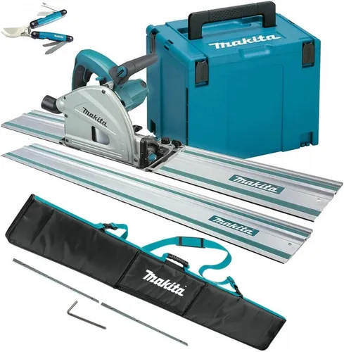 MAKITA Tauchsäge SP6000J1 Spezialset mit Schienen und Tasche - Sägen, präzise Tauchsäge mit 2x1,5m Schienen für exakte Schnitte und einfache Handhabung, inklusive praktischer Tasche.