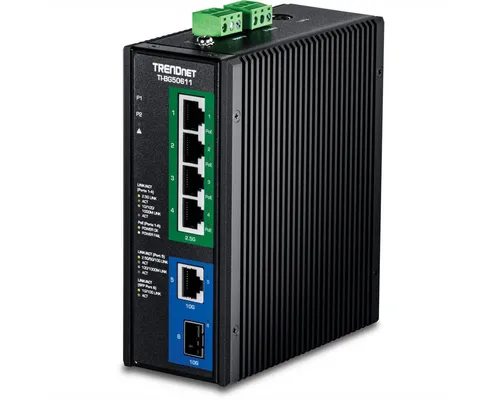 TRENDnet TI-BG50611 Industrial DIN-Rail Switch 2,5G - Switch u. Bridges - 6-Port PoE++ mit 10G Ports, ideal für industrielle Anwendungen und hohe Leistungsanforderungen, DIN-Rail montierbar für einfache Installation