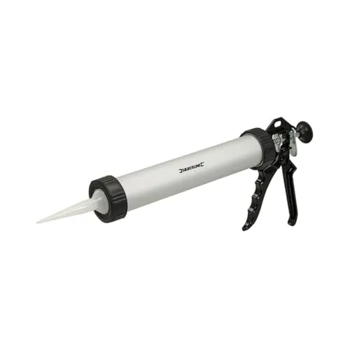 Silverline Kartuschenpresse 675270 - Mechanisch, Metall, 600 ml - Silikon- & Kartuschenpressen, stufenlose Vorschubmechanik für präzise Dosierung und integrierte Druckentlastung gegen Nachtropfen. Ideal für einfache Verarbeitung von Dichtstoffen.