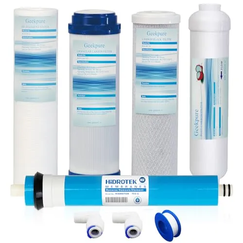 Universal kompatible 5-stufige Umkehrosmose Ersatzfilter Set mit 100 GPD Membran -Standard 10 Zoll