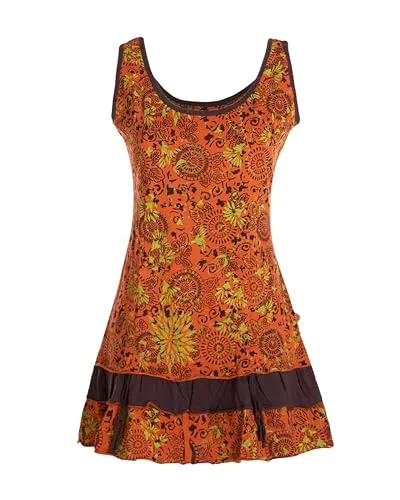 Vishes Damen Lagen-Look Jersey-Tunika Sommerkleid orange 40-42 - Armloses, verstellbares Damen-Tunikakleid im Lagenlook aus weicher Jersey-Baumwolle. Ideal für warme Tage und vielseitig kombinierbar – perfekt für den Sommerurlaub oder Festivals.