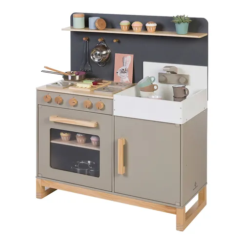 MUSTERKIND® Spielküche Linum, warmgrau/natur Holz grau von MUSTERKIND