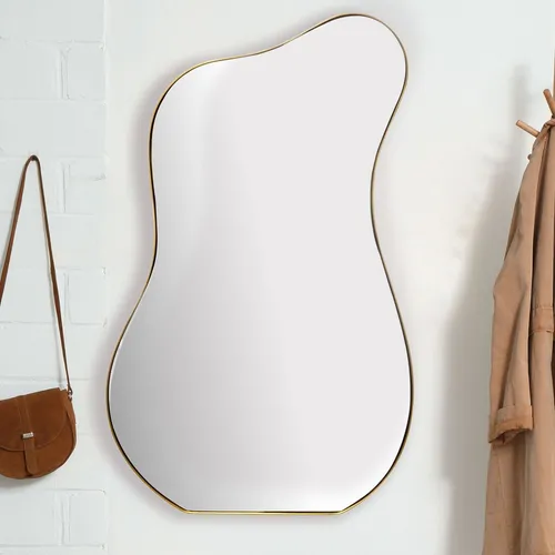 FINEBUY Wandspiegel - Asymmetrischer Dekospiegel 60x100 cm - Badspiegel mit einfachem Montage-System, ideal für Flur und Garderobe. Praktisch in der Handhabung und pflegeleicht für einen klaren Blick.