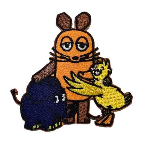 Sendung Mit Der Maus Kinder Trio - Aufnäher, Bügelbild, Aufbügler, Applikationen, Patches, Flicken, Zum Aufbügeln, Größe: 6 x 6 cm