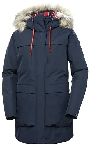 Helly Hansen W Coastal Parka navy (597) S - Funktionsjacke für Damen, wasserdicht und atmungsaktiv mit HELLY TECH PROTECTION, ideal für stürmisches Wetter und Alltag, ausgestattet mit PrimaLoft BLACK Eco für optimale Wärmeisolierung.