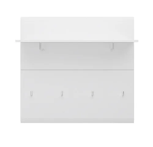 Lomadox Garderobenpaneel MALABO-129, mit Hutablage, 2 Kleiderstangen, 4 Kleiderhaken in weiß Hochglanz