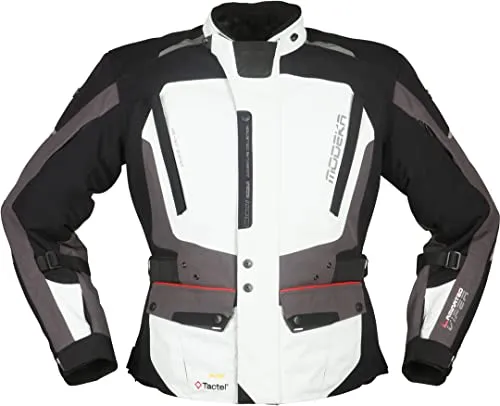 Modeka Viper LT Textiljacke - Hellgrau/Dunkelgrau/Schwarz - 3XL - Motorradjacke mit SAS-TEC Protektoren für höchste Sicherheit, wasserdicht und mit Belüftungsreißverschlüssen für optimalen Komfort.