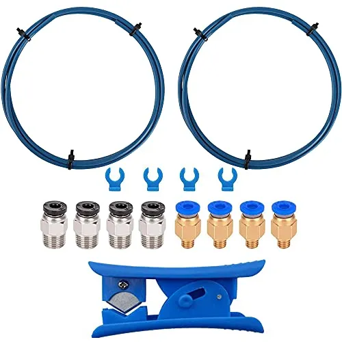 MMOBIEL 2X Bowder PTFE-3D-Schlauch 1m XS-Serie 1,75mm Filament, kompatibel mit 3D Printer Ender3 V2/ Ender 3/ Ender 3 Pro/Ender 5/ CR-10/10S 20/20 Pro inkl. 2X PC4-M10 Armatur und Cutter