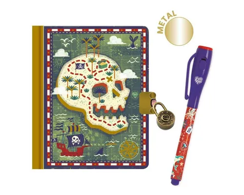 DJECO Tagebuch Geheimes Tagebuch mit Schloss und Stift mit UV-Lampe