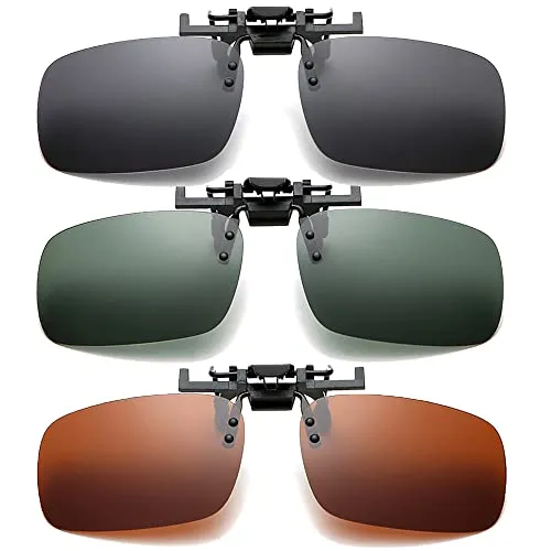 Whcctl Polarisationsbrille Clip, 3 Paar UV400 Sonnenbrille Clip, Flip up Polarisiert Sonnenbrille, Herren und Damen Sonnenbrillen-Clip, Brillenaufsatz, für Driving, Golf, Angeln, Jagd Outdoor Sports