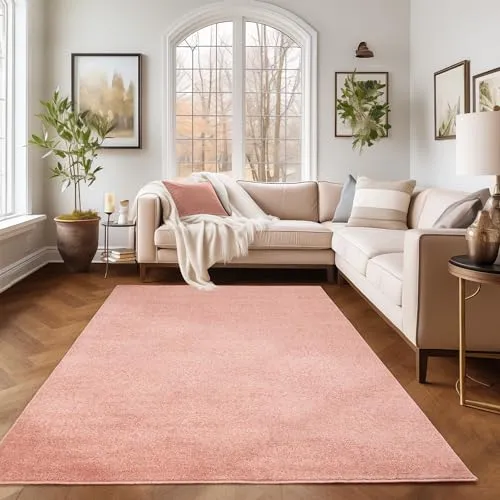 SIMPEX Kurzflor Teppich Wohnzimmer Schlafzimmer Läufer Flur Esszimmer Küchenteppich Einfarbig Modernes Design 11 mm Florhöhe Flauschig Kuschelweich, Rosa, 80 x 150 cm
