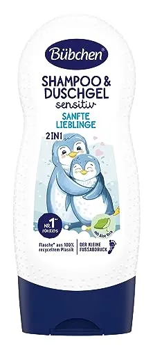 Bübchen Shampoo&Shower Sanfte Lieblinge 230ml - Shampoo & Duschgel für Kinder, sanfte 2-in-1 Pflege ohne Ziepen oder Tränen, ideal für empfindliche Haut, umweltfreundliche Flasche aus 100% recyceltem Plastik.