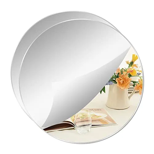 Yxyaolee 30cm*2,5 mm Acryl Spiegel Rund Selbstklebend Abnehmbarer Spiegelfliesen Selbstklebend,DIY Wandspiegel Dekospiegel,für Zuhause,Schlafzimmer,Wohnzimmer,Heimdekoration(2 Stück)