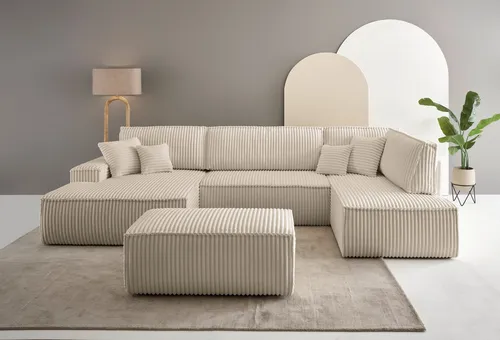 andas Wohnlandschaft FINNLEY U-Form XXL 329 cm in beige von OTTO home