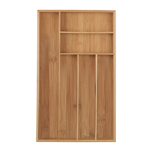Bambus Besteckkasten mit 6 Fächern - Praktischer Besteckorganizer aus hochwertigem Bambus, ideal für die übersichtliche Aufbewahrung in Schubladen. Perfekt für jede Küche.