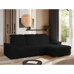 Ecksofa Madrito L mit Schlaffunktion und Bettkasten - Schwarz - Das stilvolle Ecksofa Madrito L überzeugt durch seine Schlaffunktion und den praktischen Bettkasten. Ideal für gemütliche Wohnräume, bietet es hohen Komfort, verstellbare Kopfstützen und ausreichend Stauraum.