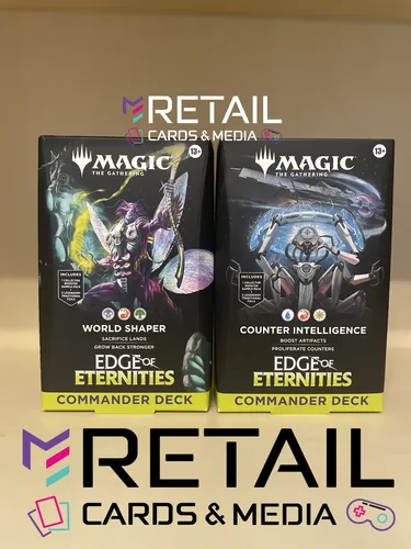 Magic Edge of Eternities Commander Deck – World Shaper & Counter Intelligence - Erlebe strategisches Gameplay mit diesem Commander Deck von Wizards of the Coast. Ideal für Magic: The Gathering-Fans ab 13 Jahren, mit einzigartigen Spielmechaniken und hochwertiger Kartenauswahl.