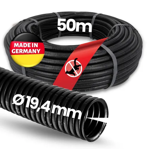 50m Kalitec Wellrohr geschlitzt 19,4mm Leerrohr Kabel Schutz Rohr
