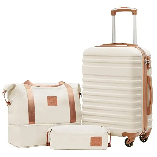 COOLIFE 3-Teiliges Kofferset, Handgepäck Koffer 56cm mit 1 Handgepäck Tache
