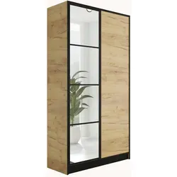 Kier Furniture Kleiderschrank - Kleiderschrank in Honigeiche, mit elegantem 'Push To Open'-System für grifffreie Bedienung. Ideal für platzsparende Flure, Maße: 105x205x39 cm.