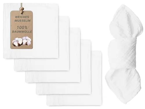 ZOLLNER 6er Set Musselin Stoffservietten in Weiß – 50x50 cm - Elegante, bügelfreie Servietten aus 100% Baumwolle, ideal für festliche Anlässe. Pflegeleicht und waschbar bis 95°C – für stilvolle Tischkultur und besondere Momente.