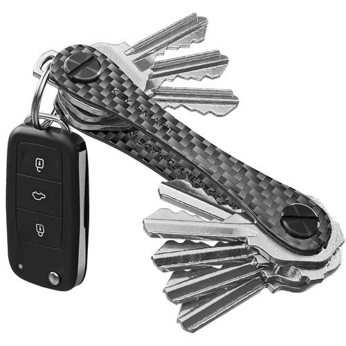 KeySmart Original Kompact Schlüsselanhänger aus Carbonfaser 3K Weben