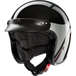 Redbike RB-804 Evolution Jethelm - Schwarz/Silber - L - Motorradhelm mit Fiberglas Außenschale, metallischer Lackierung und 5 Schalengrößen. Ideal für Sicherheit und Stil auf der Straße, zertifiziert nach ECE 22.06.