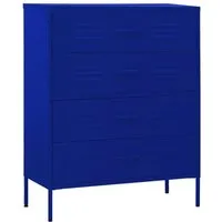 vidaXL Marineblaue Kommode aus Stahl 80x35x101,5 cm