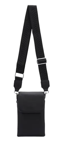 ITALYSHOP24 Damen Tasche Crossbody Handytasche Umhängetasche Bodybag Schultertasche Crossover Smartphone Geldbörse Brusttasche Handtasche Brieftasche Abend (Schwarz)