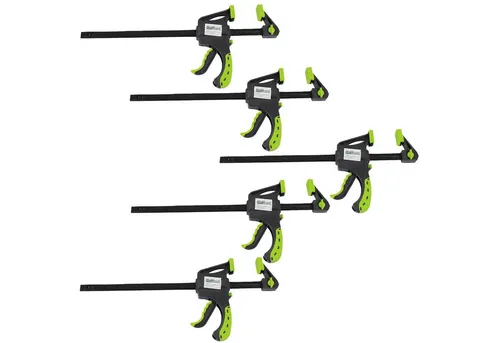 TRUTZHOLM 5x Einhandzwinge 60x150 mm - Schraubstöcke, Schraubzwingen & Spannvorrichtungen - Praktisches 5er Set mit ergonomischen Softgriffen für eine schnelle und einfache Bedienung, ideal für Heimwerker und Profis.