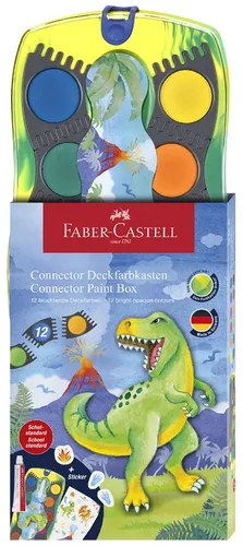 FABER-CASTELL Deckfarbkasten CONNECTOR Dino 12 Farben