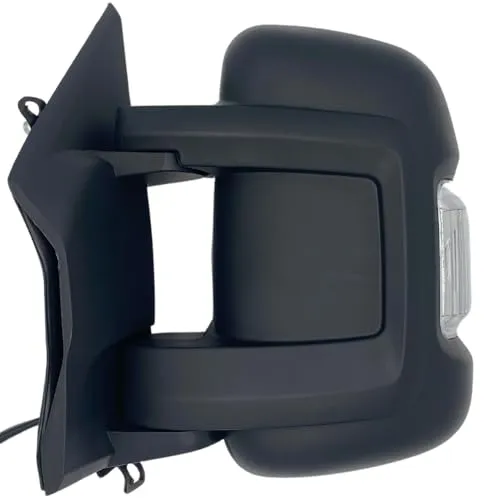 Spieg Außenspiegel Links Kurzer Arm für Fiat Ducato, Peugeot Boxer, Citroën Jumper 2006-2023 Manuell Einklappbar, Blinklicht, Schwarz, 8 PIN
