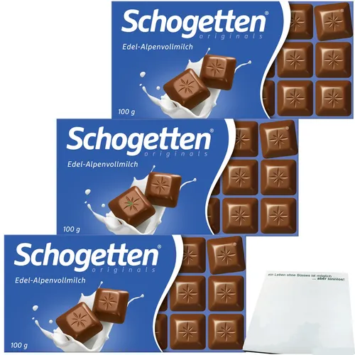 Schogetten Edel-Alpenvollmilch Schokolade 3er Pack 3x100g Packung usy Block