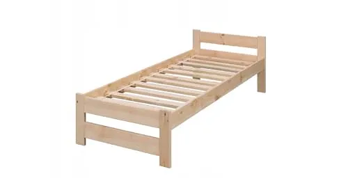 All4All Holzbett 90x200 cm mit Lattenrost Bettgestell Reko Massivholz Holzbett 90x200 cm mit Lattenrost Rollrost Bettrahmen Einzelbett Hotelbett Naturfarbe