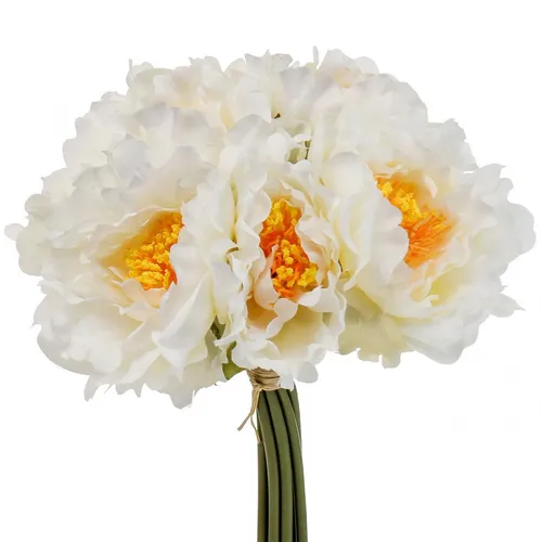 Pfingstrosen Künstliche Päonien Weiß Gelb Kunstblumen Tischdeko Hochzeit 7er