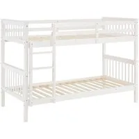Homestyle4u Etagenbett 90x200 für 2 Kinder - Massivholz Hochbett in Weiß, umbaubar zu 2 Einzelbetten, ideal für platzsparende Lösungen im Kinderzimmer